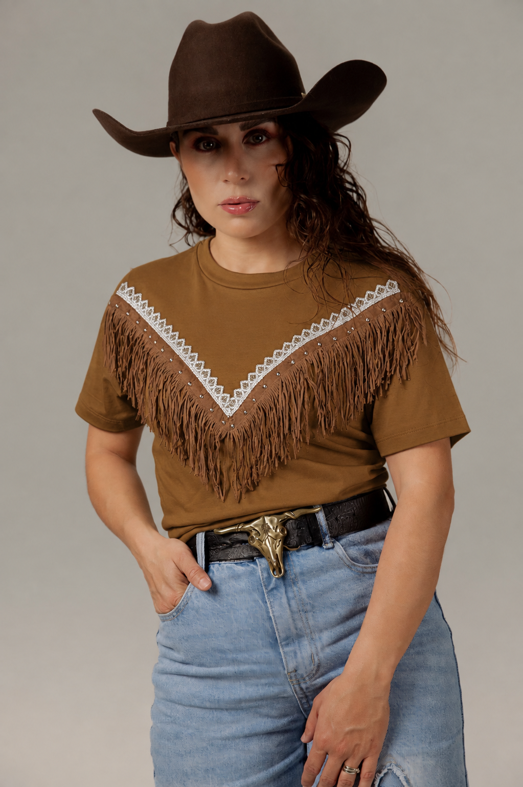 Playera Flecos Tabaco