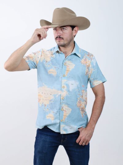 Camisa Estampada Mapa mundi