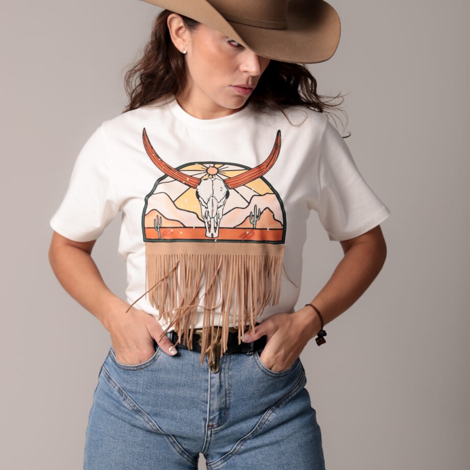 Playera Dama - "Cráneo Barbas Cafés "