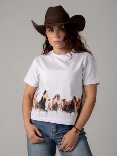 PLAYERA DAMA - "ESTAMPIDA CABALLOS"