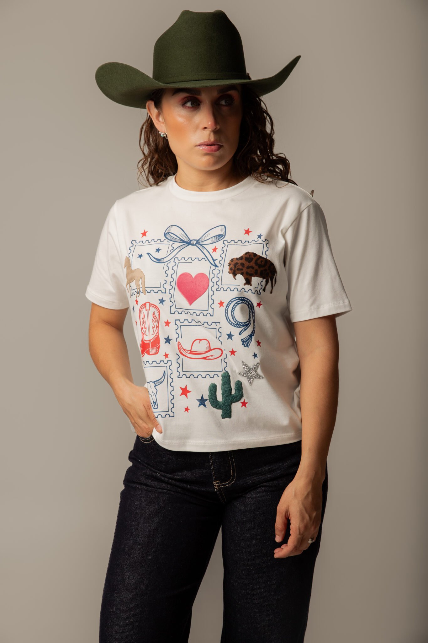 Playera Dama - "Cuadros Vaqueros"